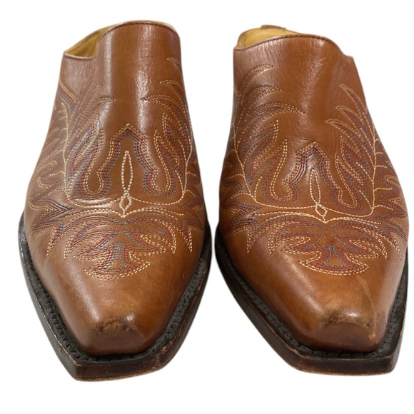 Lucchese Charlie 1 Horse Western Heeled Mules Pecan Brown Leather Size 8 - Picture 2 of 14